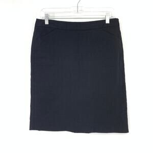 Theory Skirt Women's Size 4 Flat Front Linen Blend Pencil Solid Black